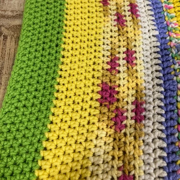 Small Handmade Crochet Blanket 45” x 47” Multicolor - Picture 9 of 16